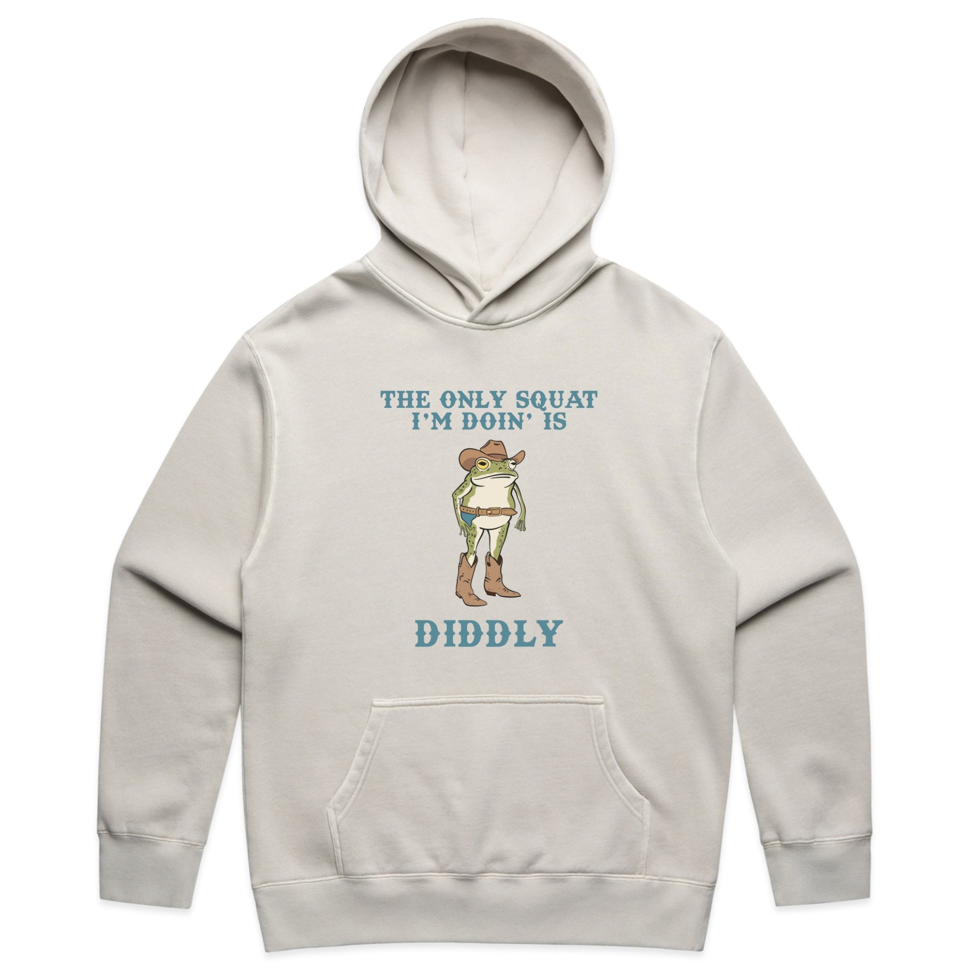 Funny Cowboy Frog with The Only Squat I'm Doin Is Diddly Text – Faded Hoodie
