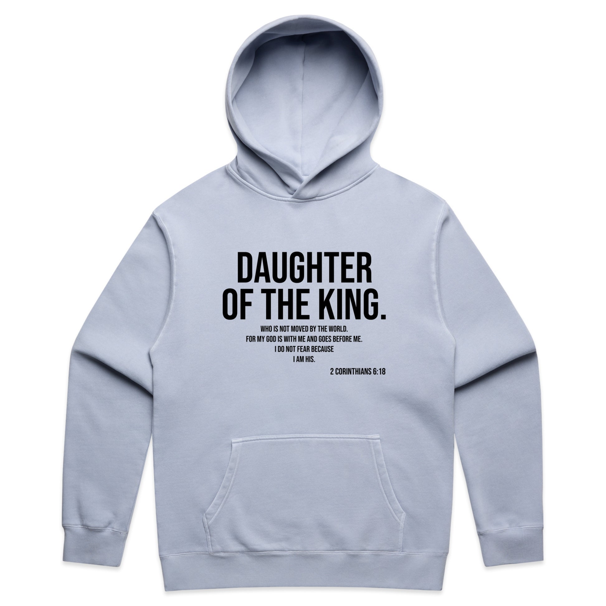 Daughter of the King Text Graphic with Christian Faith Message – Faded Hoodie