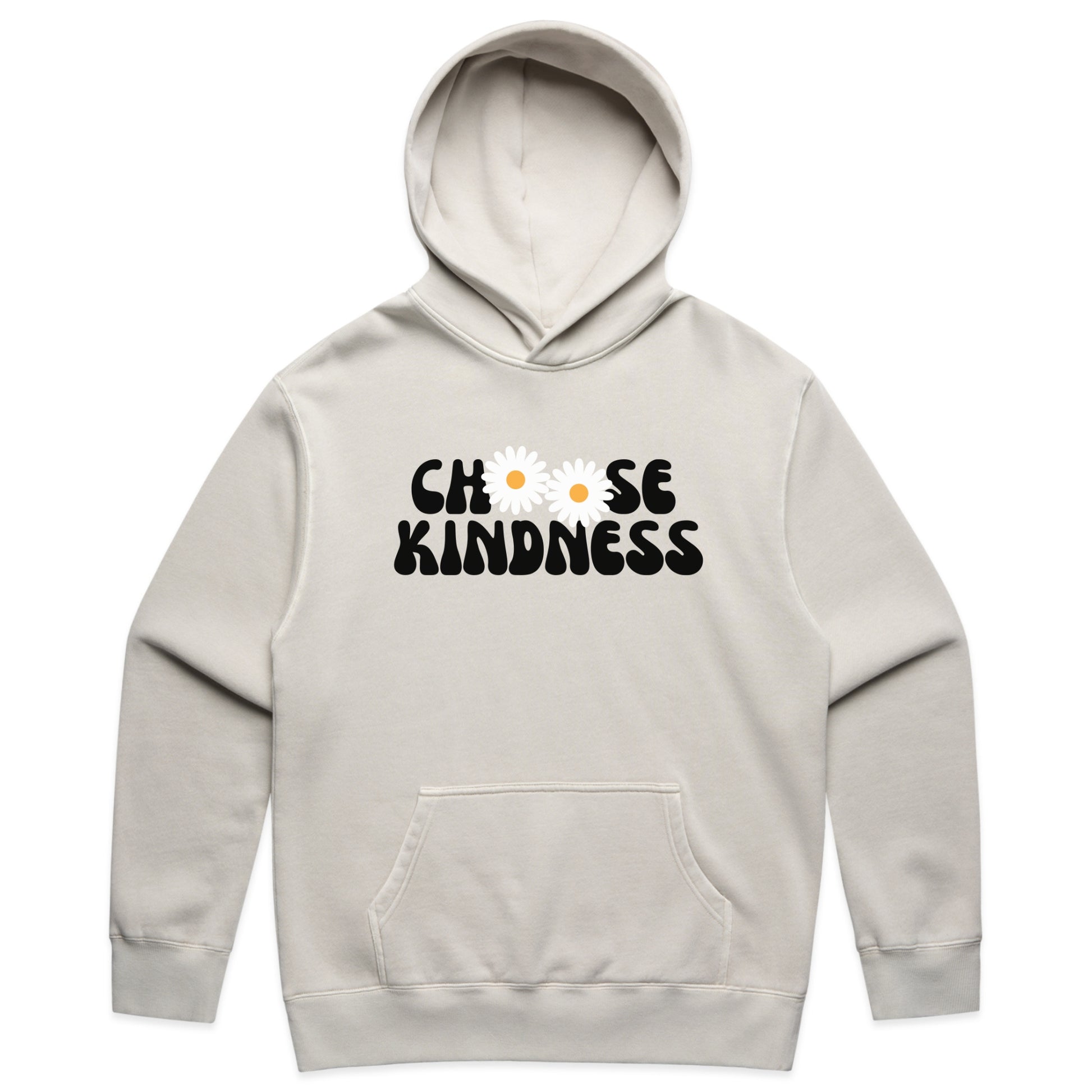 Choose Kindness Daisy Graphic with Retro Bold Text – Faded Hoodie