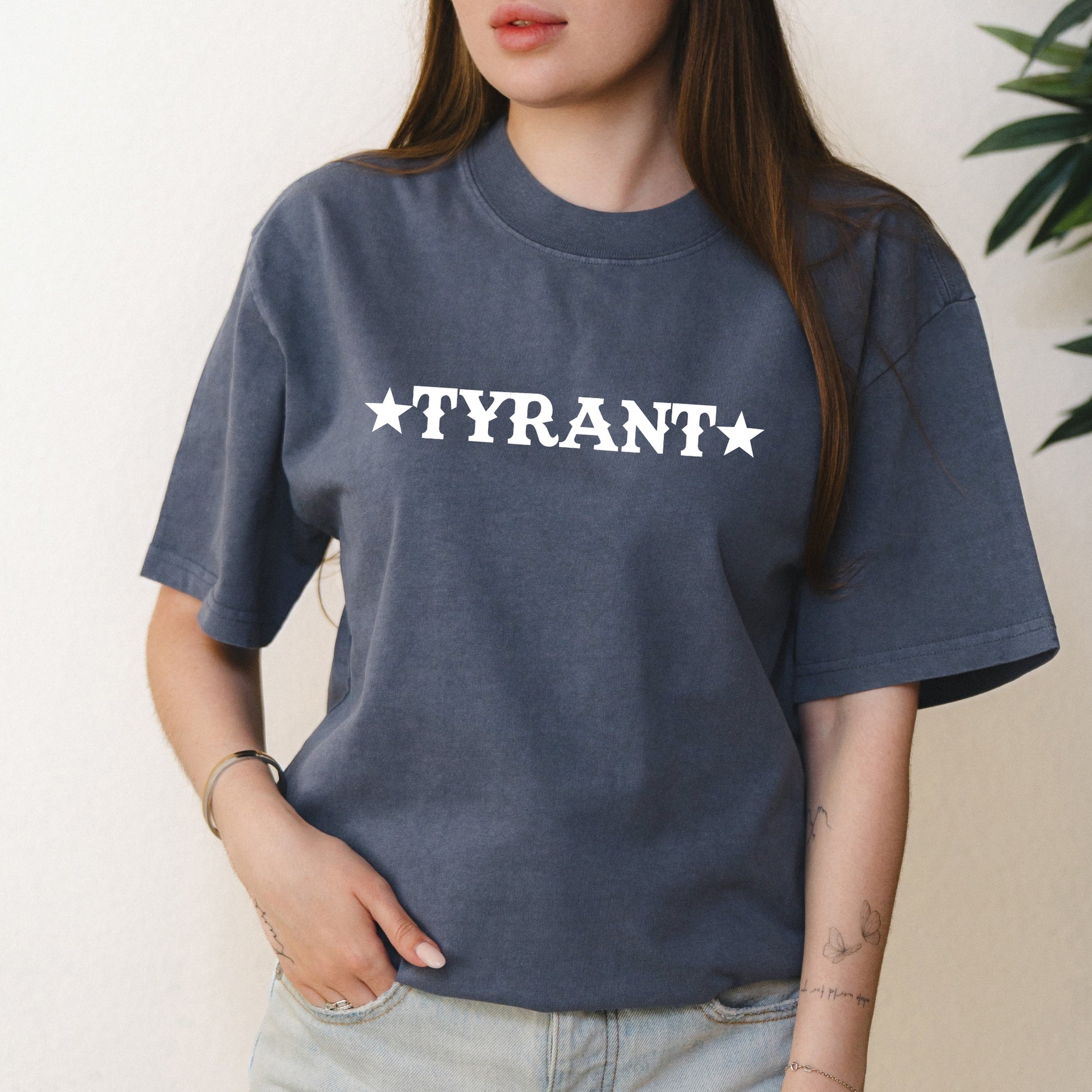 Western Rodeo Graphic with Tyrant Text – Oversized Vintage Shirt