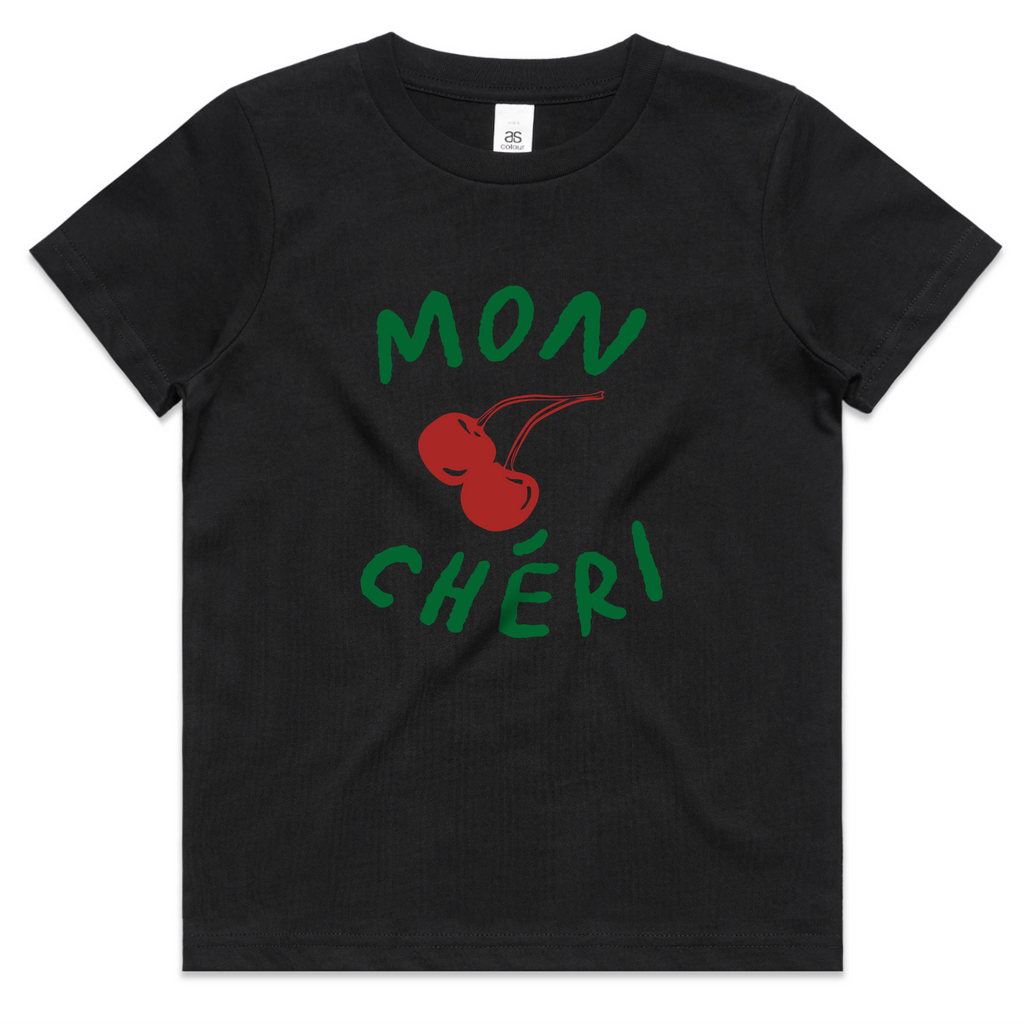 Mon Chéri Youth Tee – French Phrase with Cherry Graphic
