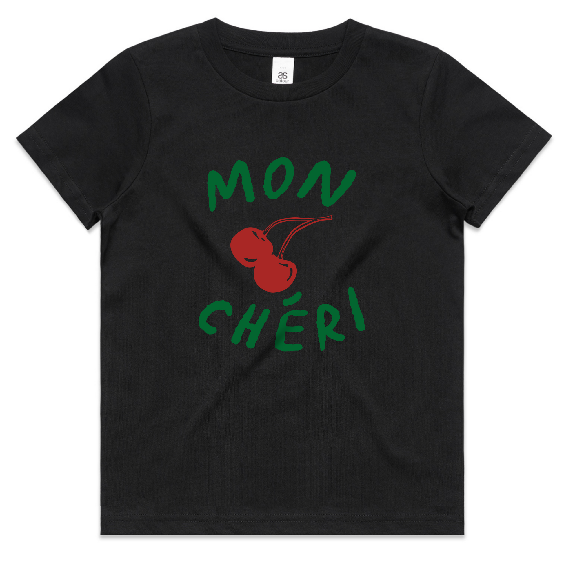 Mon Chéri Youth Tee – French Phrase with Cherry Graphic