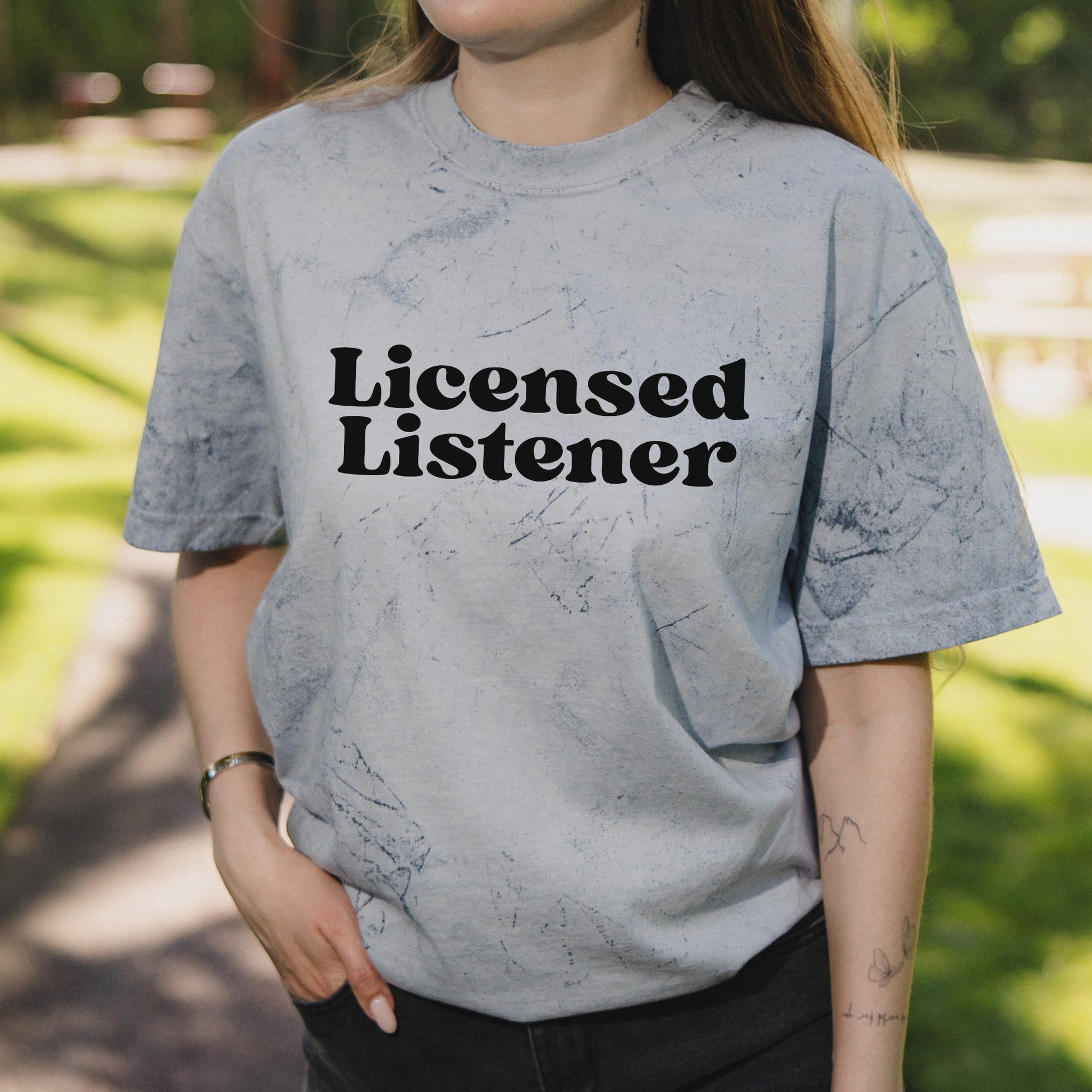 Licensed Listener Bold Text Graphic with Therapist Inspired Message – Vintage Colorblast Shirt