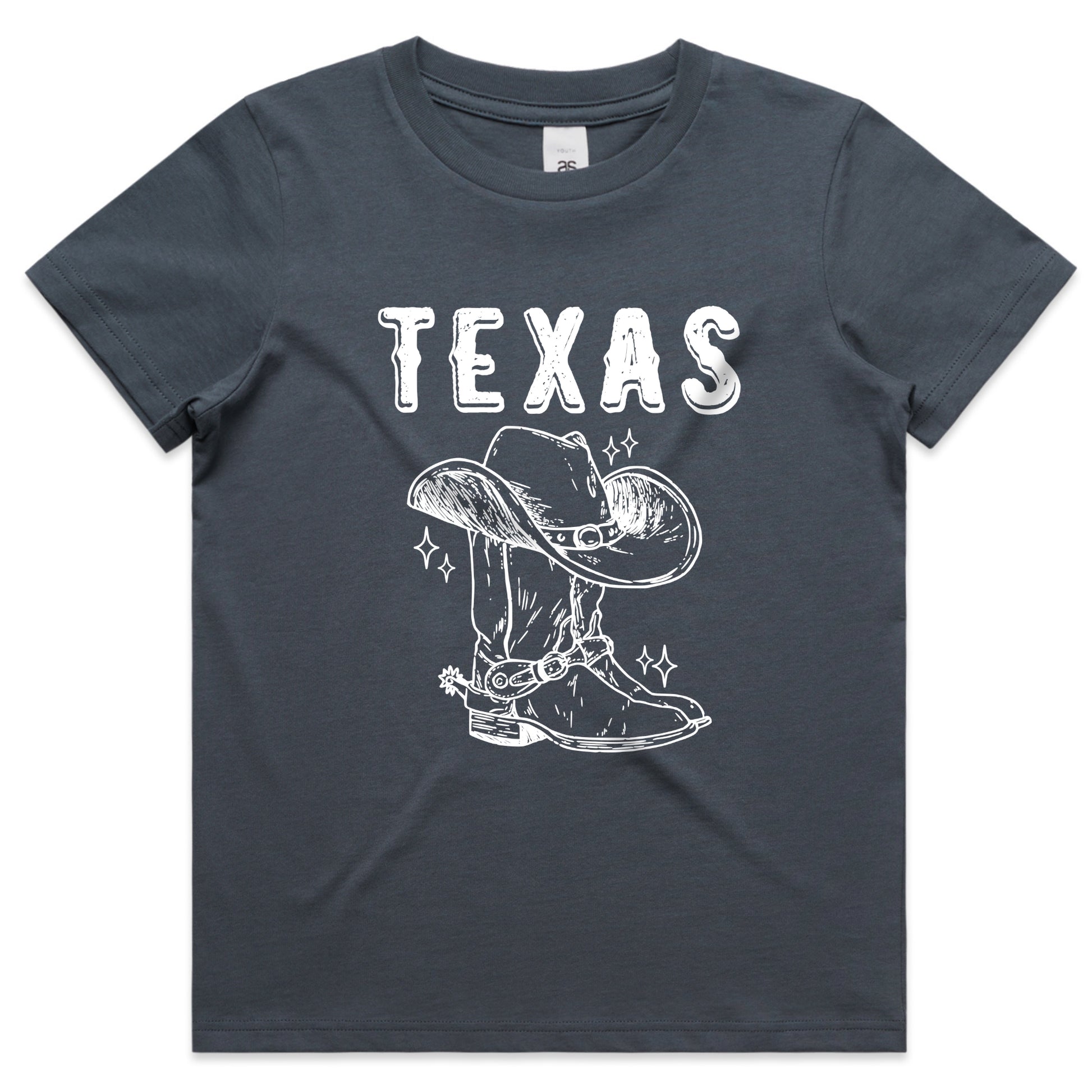 Texas Youth Tee – Western Boot and Cowboy Hat Graphic Shirt
