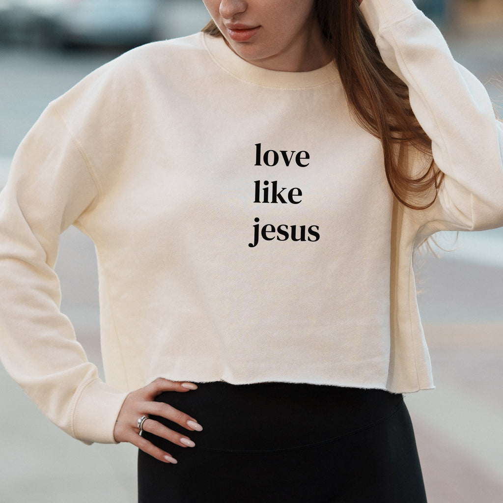 Love Like Jesus Minimalist Christian Graphic with Faith-Inspired Message – Vintage Crop Sweatshirt