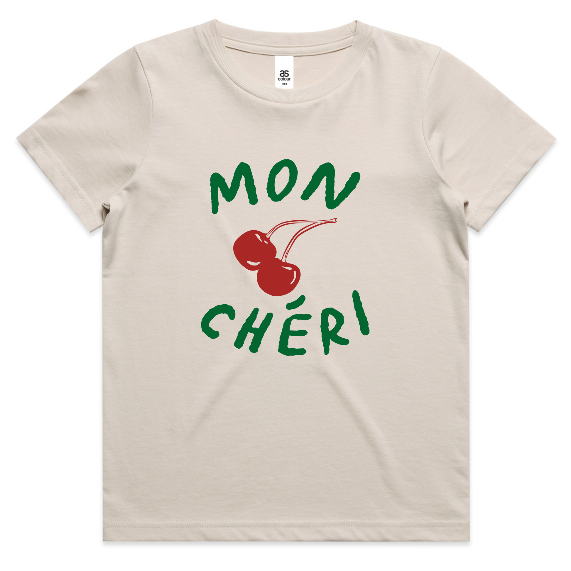 Mon Chéri Youth Tee – French Phrase with Cherry Graphic