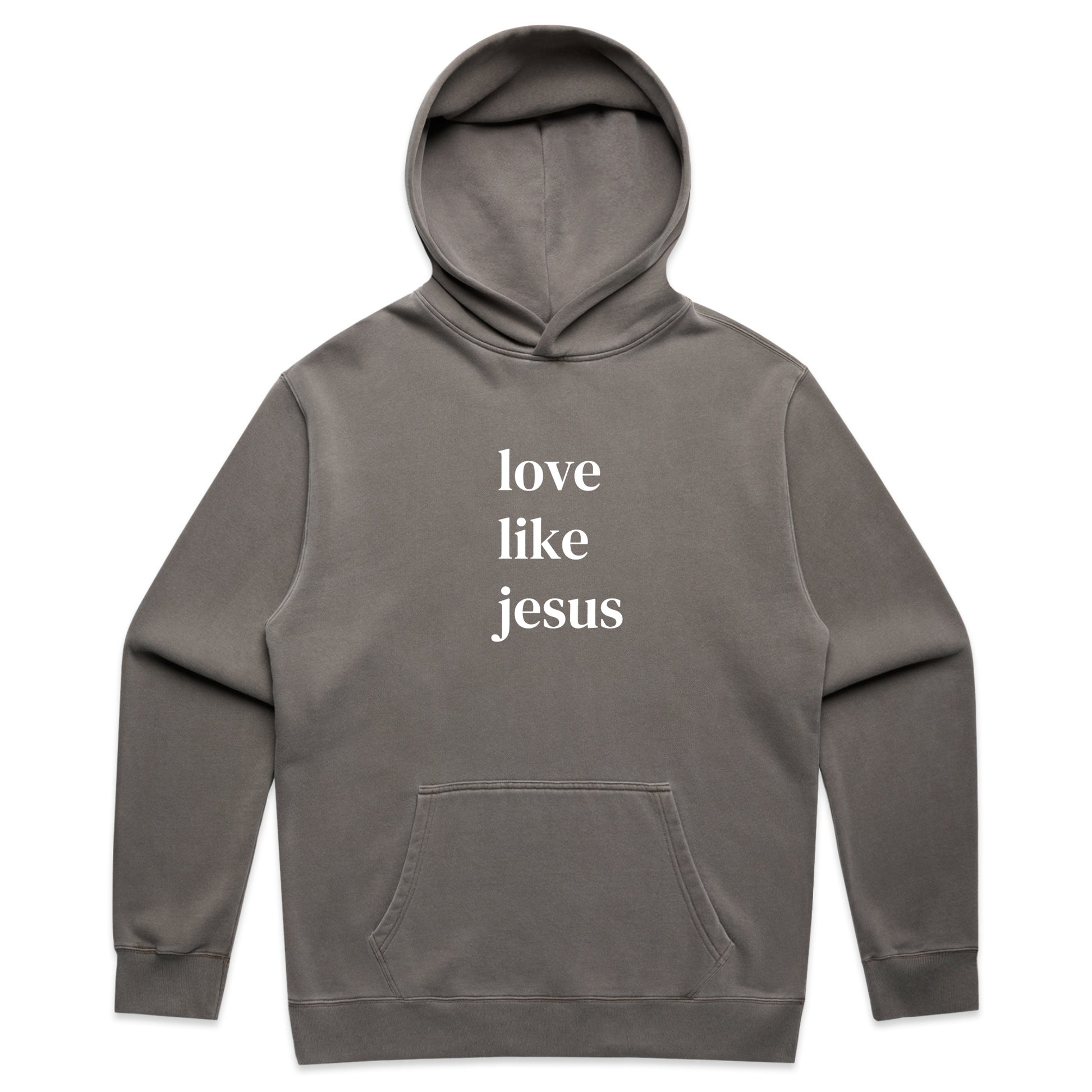 Love Like Jesus Minimalist Christian Graphic with Faith-Inspired Message – Faded Hoodie