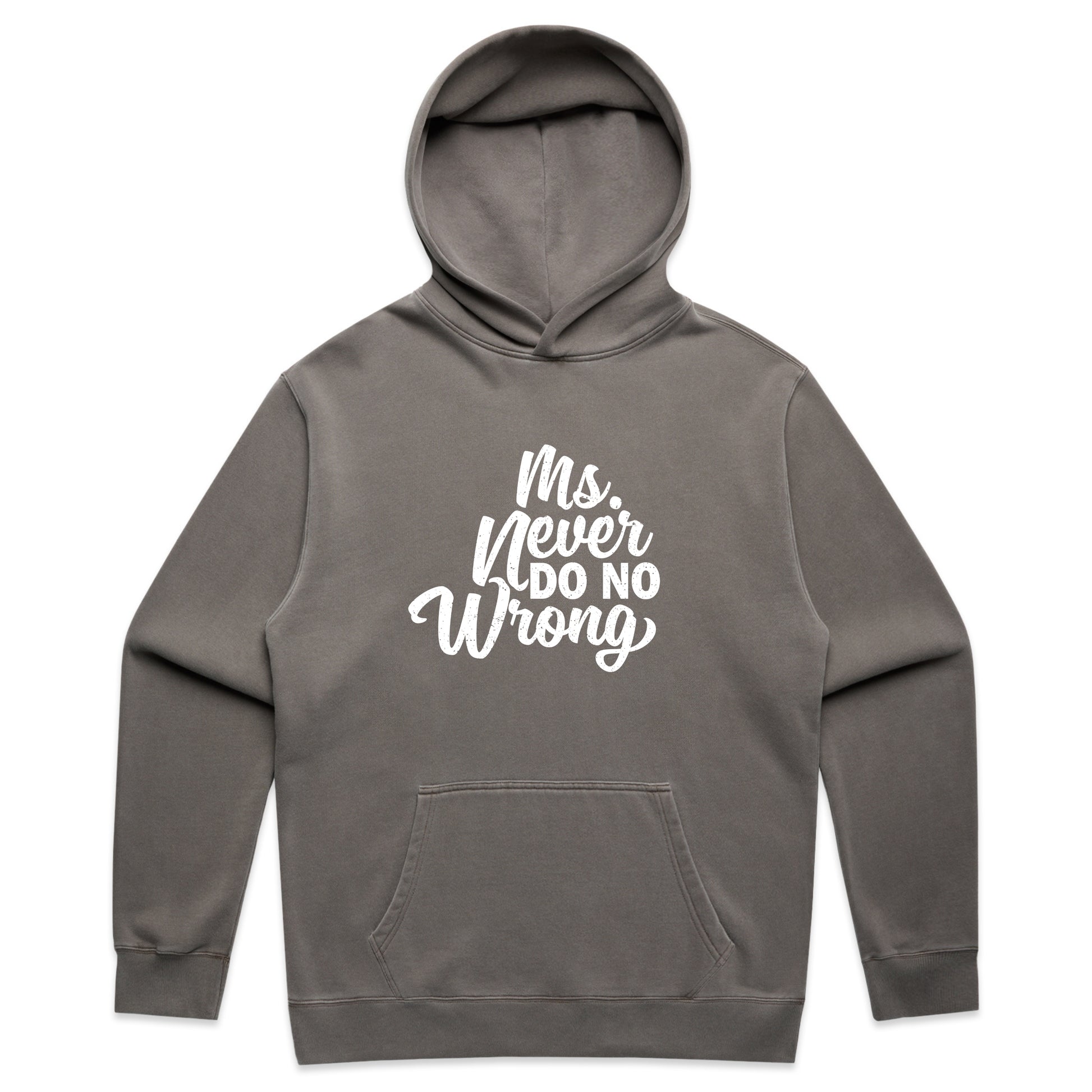 Ms Never Do No Wrong Text Graphic with Country Music Inspired Style – Faded Hoodie