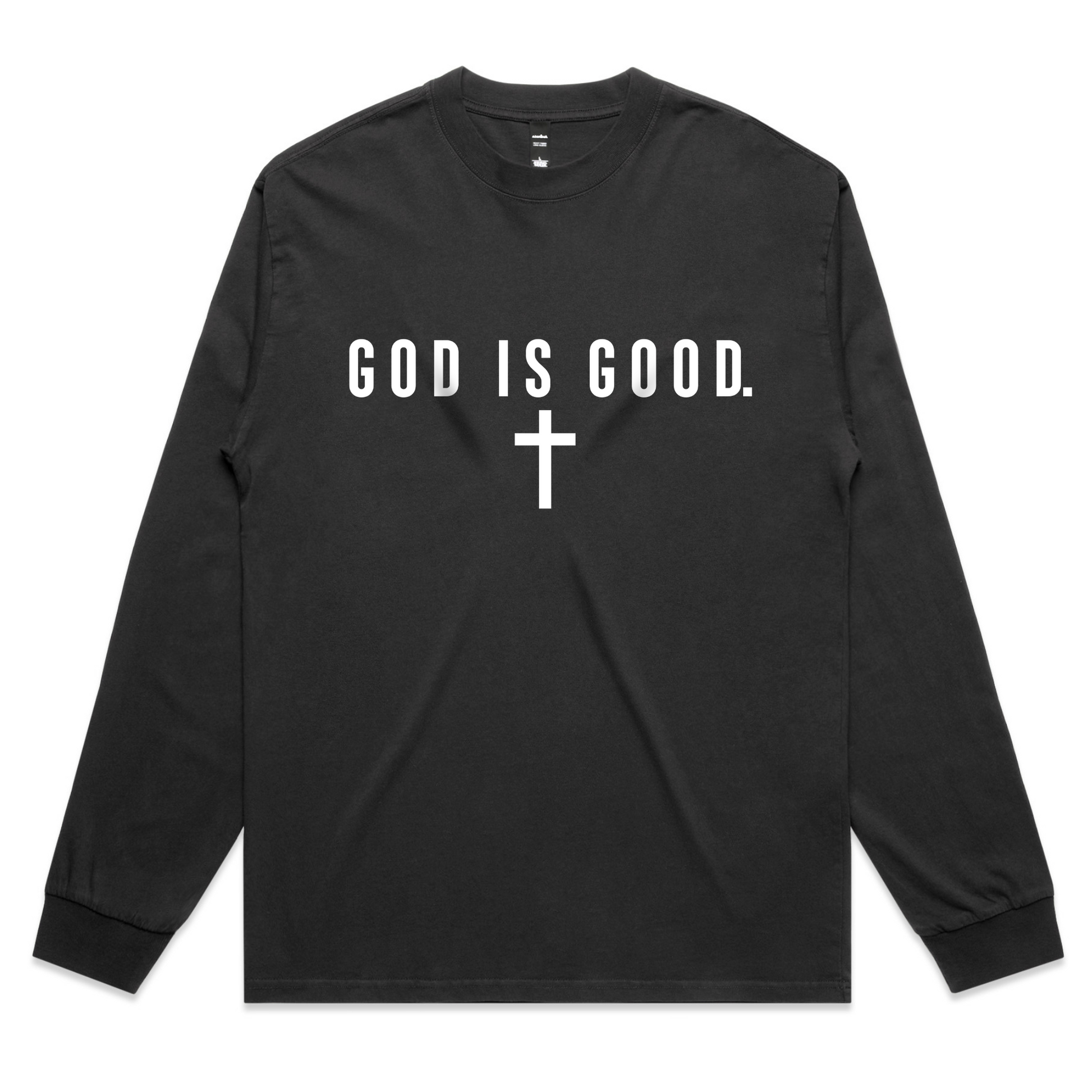 God Is Good – Minimalist Faith-Based Long Sleeve Tee – Faded L/S
