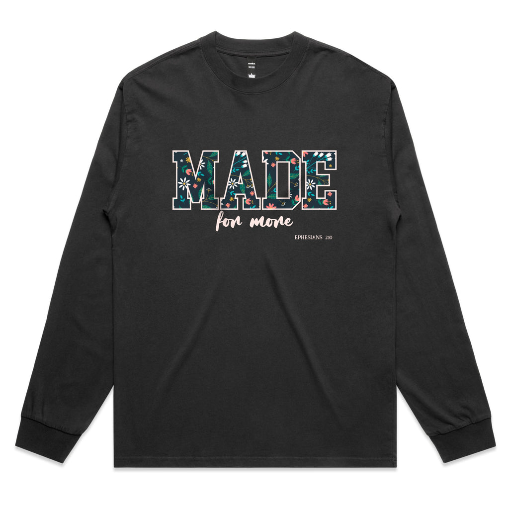 Made for More – Christian Faith Long Sleeve Tee with Inspirational Message – Faded L/S