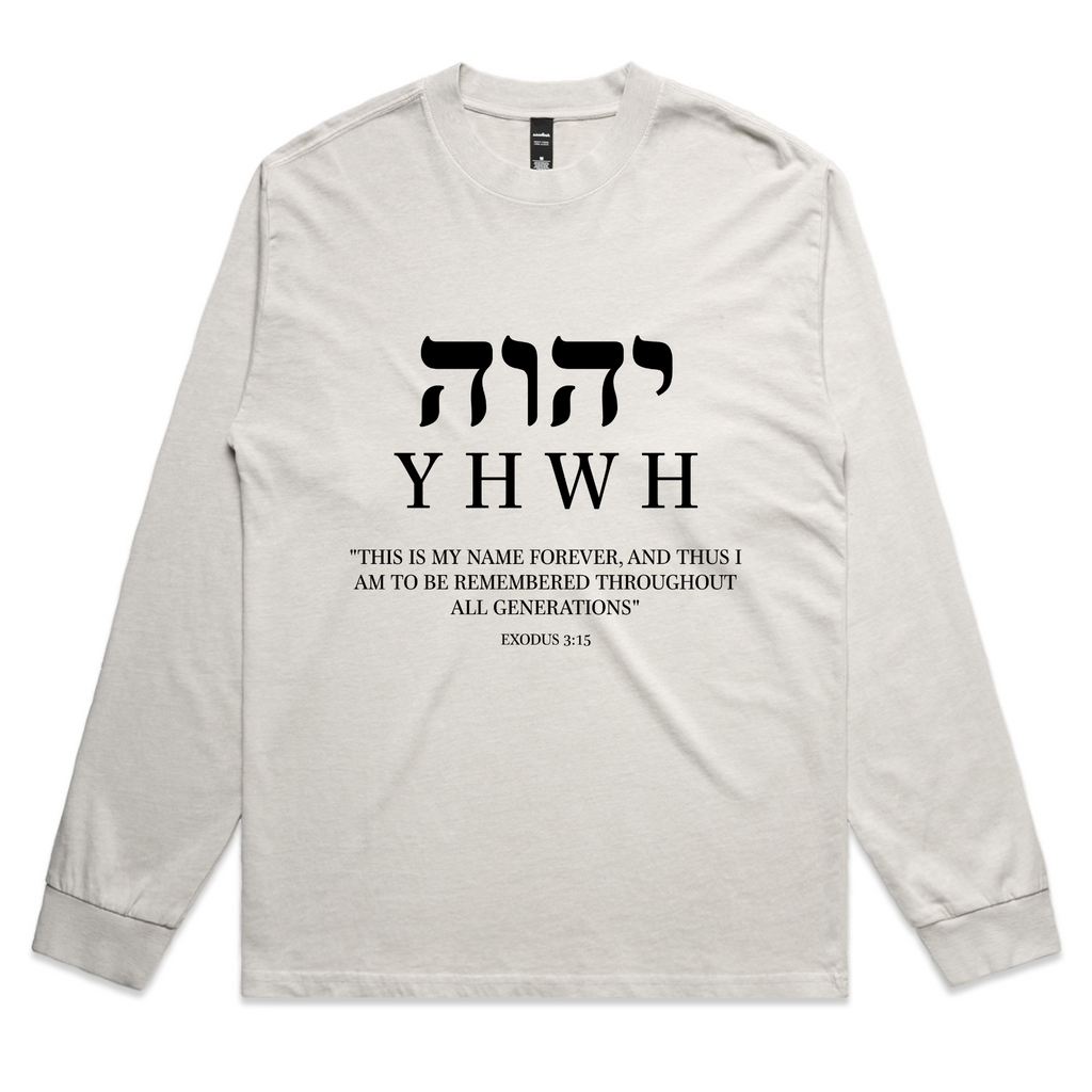 YHWH – Clean Minimalist Christian Long Sleeve Tee – Faded L/S
