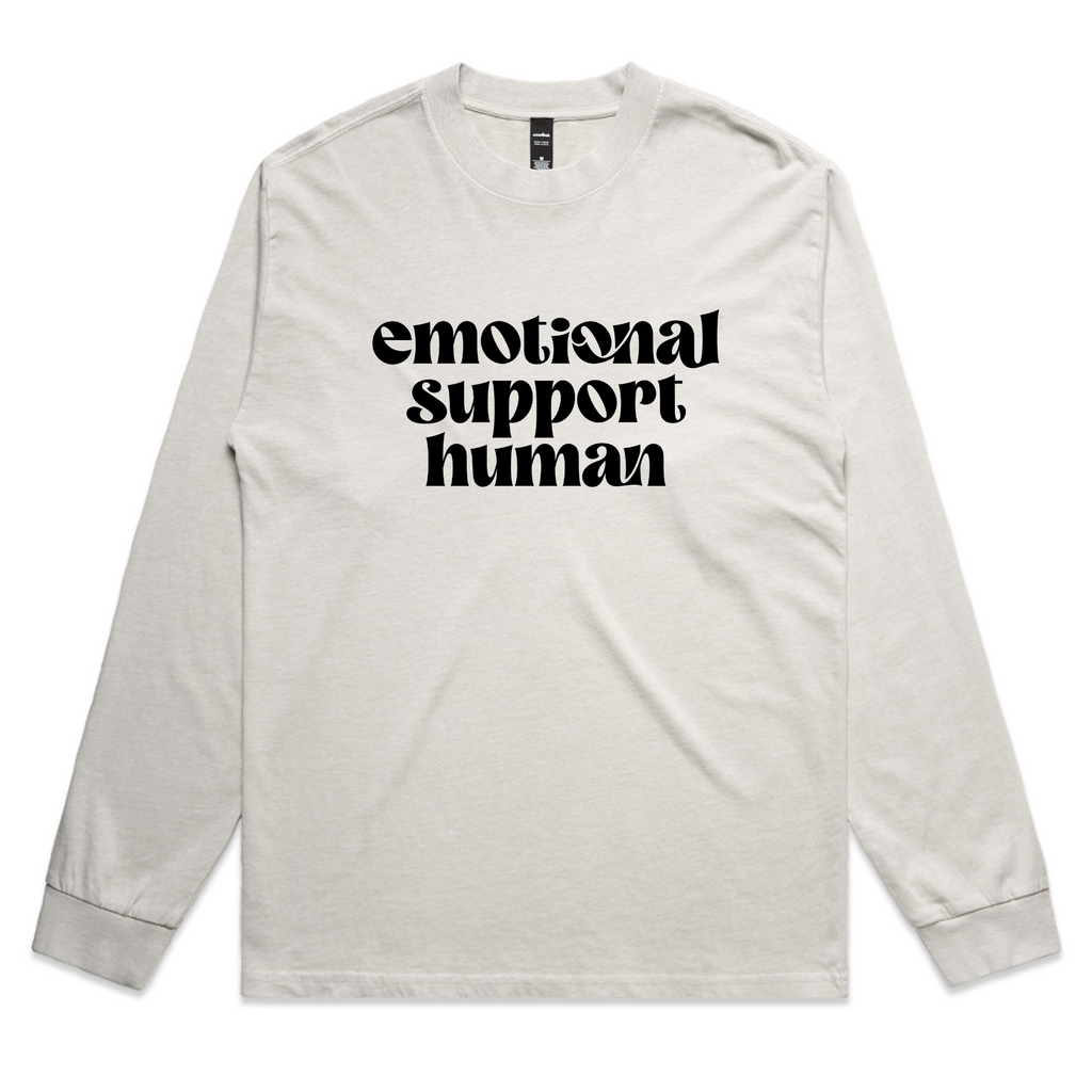 Emotional Support Human – Minimal Mental Health Graphic Shirt with Cozy Vibe – Faded L/S