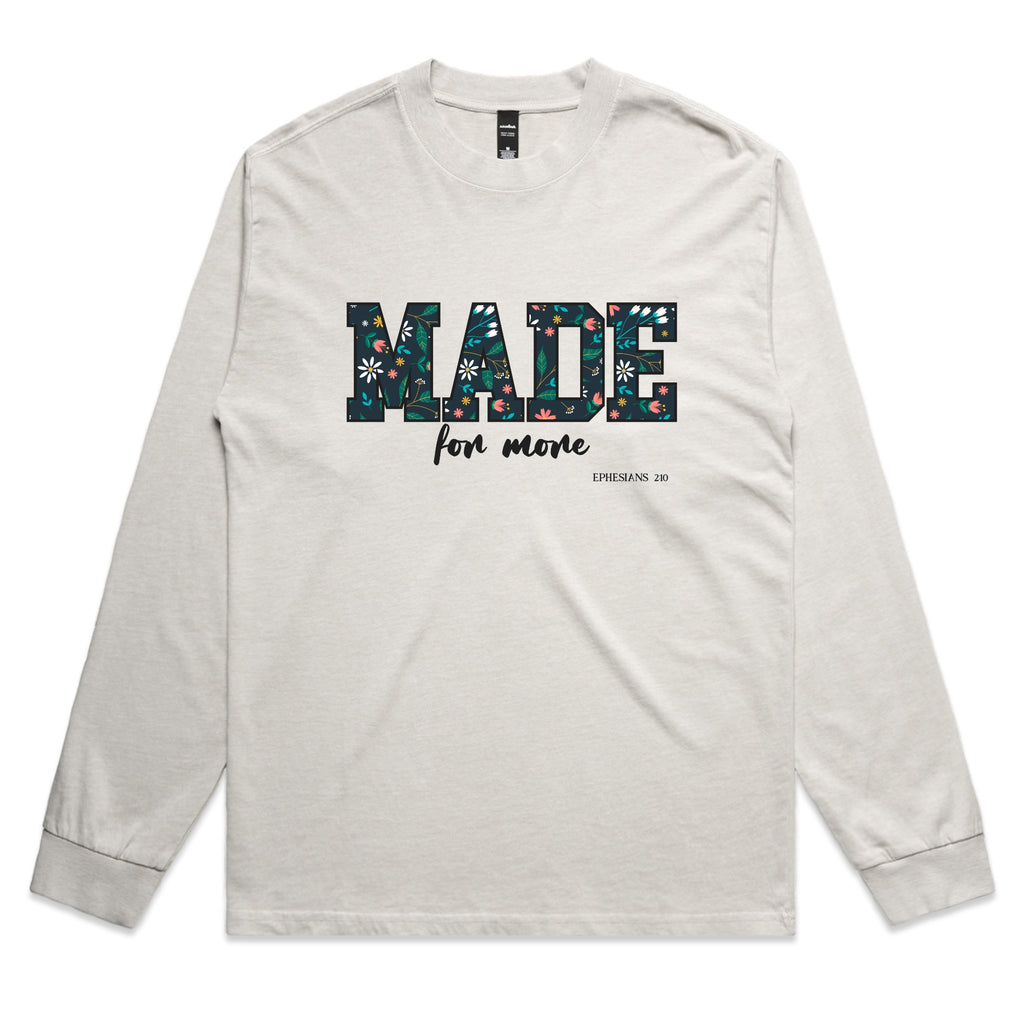 Made for More – Christian Faith Long Sleeve Tee with Inspirational Message – Faded L/S