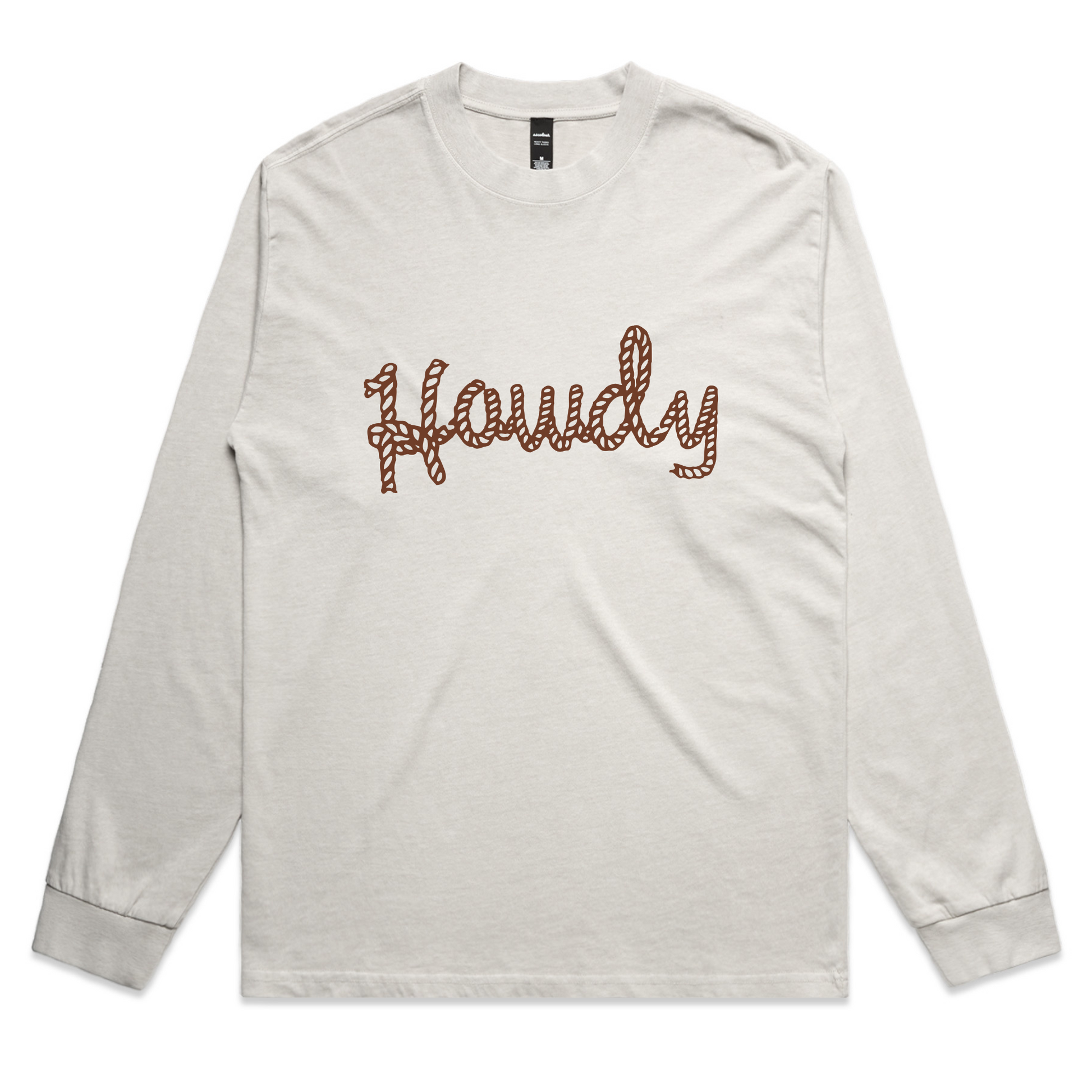Howdy – Retro Western Long Sleeve Tee with Bold Lettering – Faded L/S
