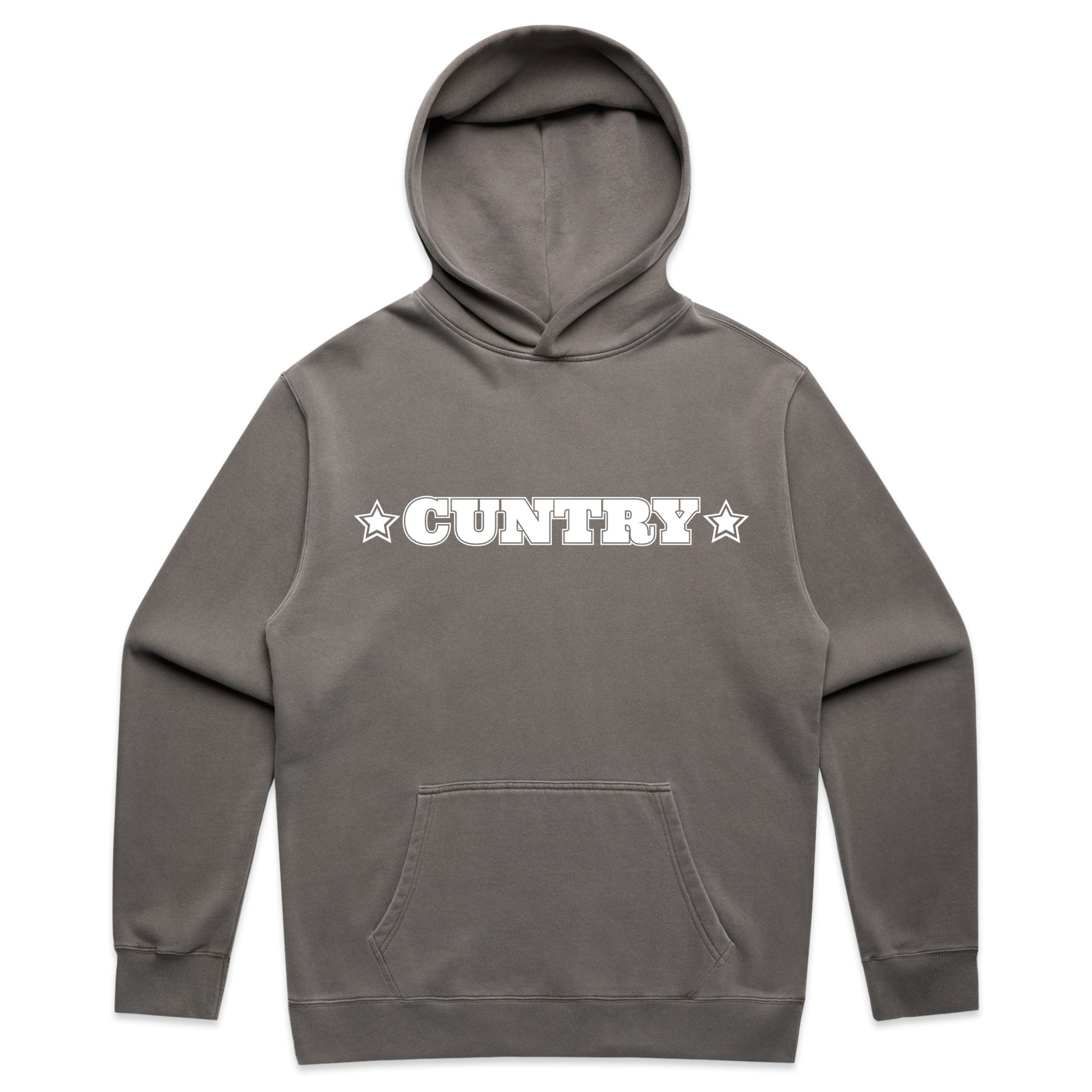 CUNTRY – Bold Sarcastic Western Graphic Faded Hoodie