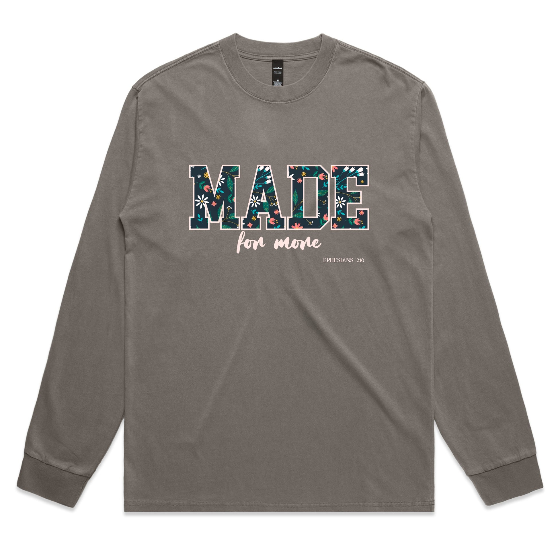 Made for More – Christian Faith Long Sleeve Tee with Inspirational Message – Faded L/S