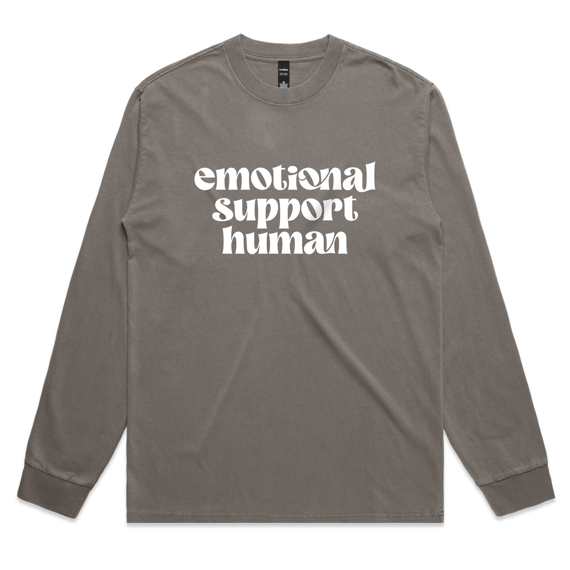 Emotional Support Human – Minimal Mental Health Graphic Shirt with Cozy Vibe – Faded L/S