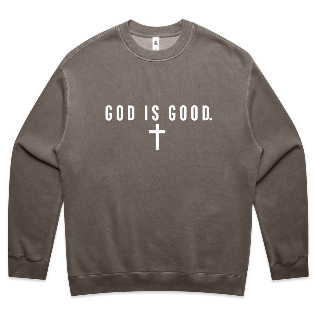 God Is Good – Minimalist Christian Faith Graphic Faded Sweatshirt