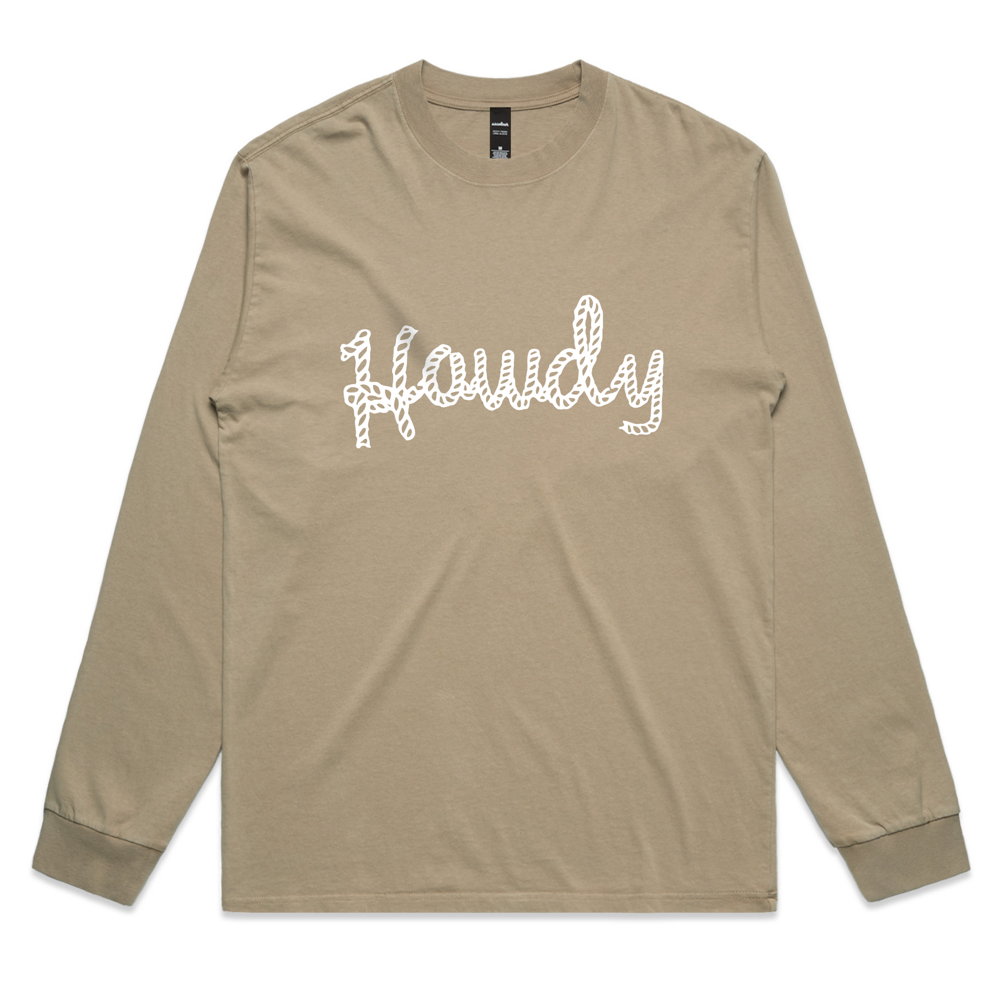 Howdy – Retro Western Long Sleeve Tee with Bold Lettering – Faded L/S