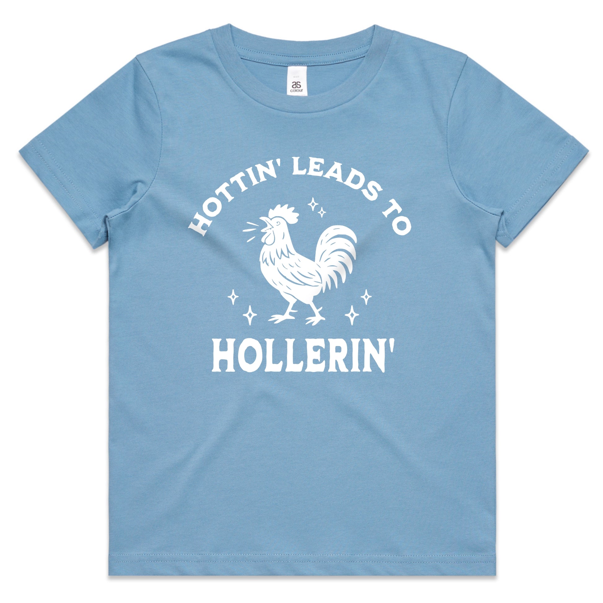 Hootin' Leads to Hollerin' Kids Shirt – Rooster Graphic with Western Font