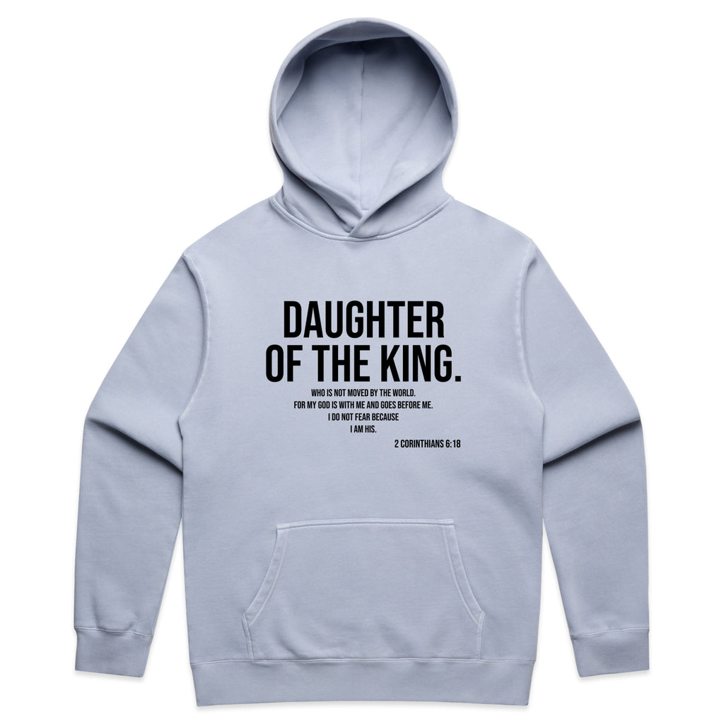 Daughter of the King Text Graphic with Christian Faith Message – Faded Hoodie