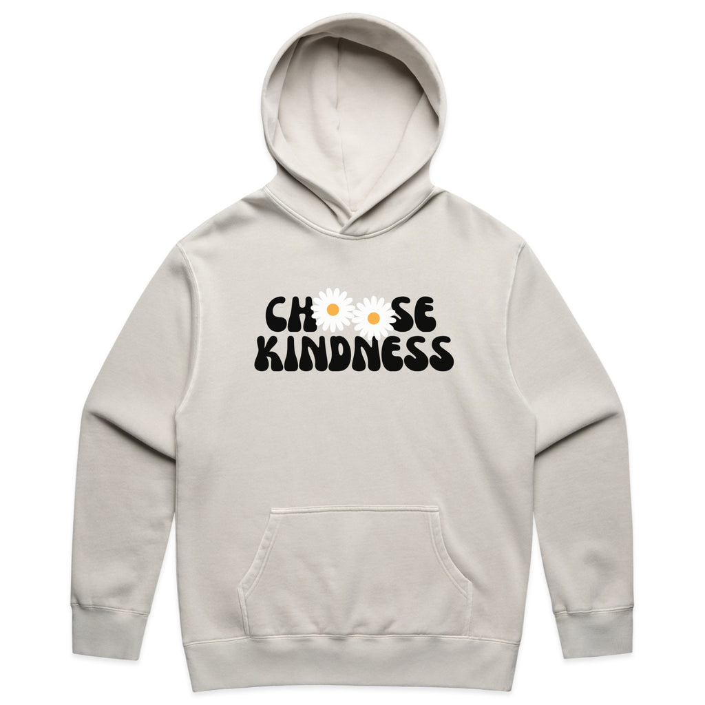 Choose Kindness Daisy Graphic with Retro Bold Text – Faded Hoodie