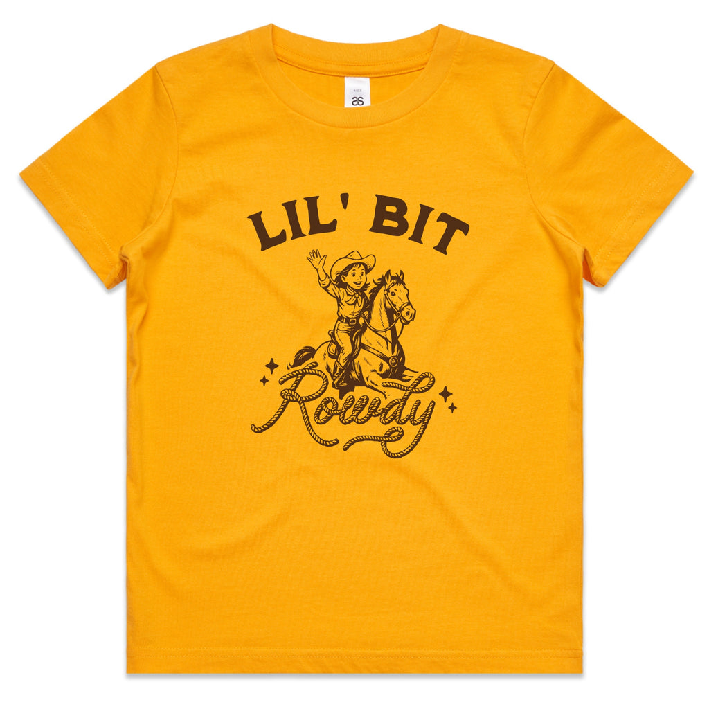 Lil' Bit Rowdy Kids Rodeo T-Shirt – Western Cowboy Cowgirl Birthday Outfit for Toddlers