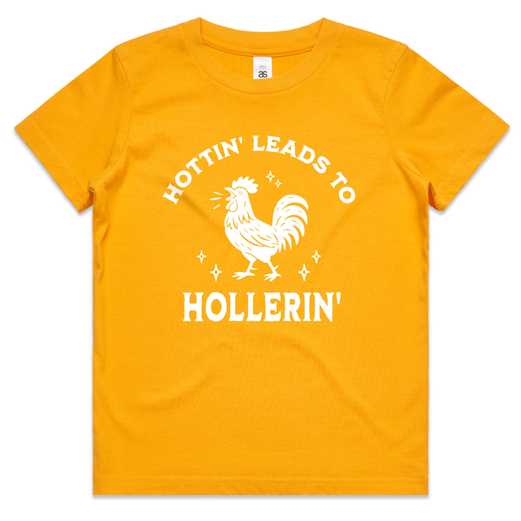 Hootin' Leads to Hollerin' Kids Shirt – Rooster Graphic with Western Font