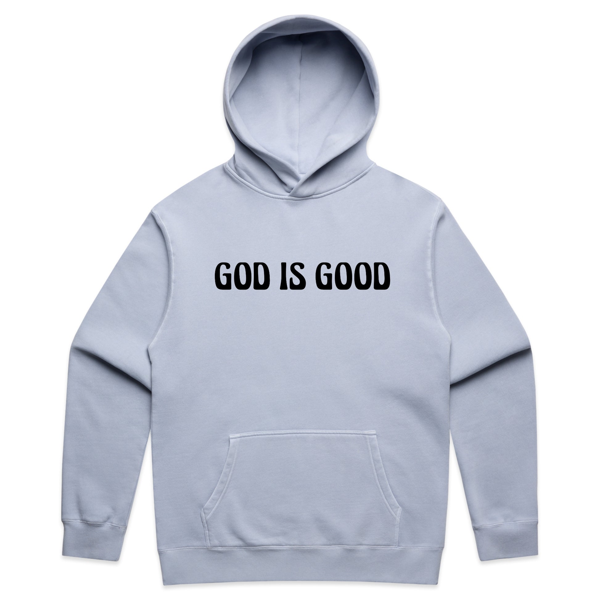God Is Good Minimalist Text Graphic with Faith-Based Message – Faded Hoodie