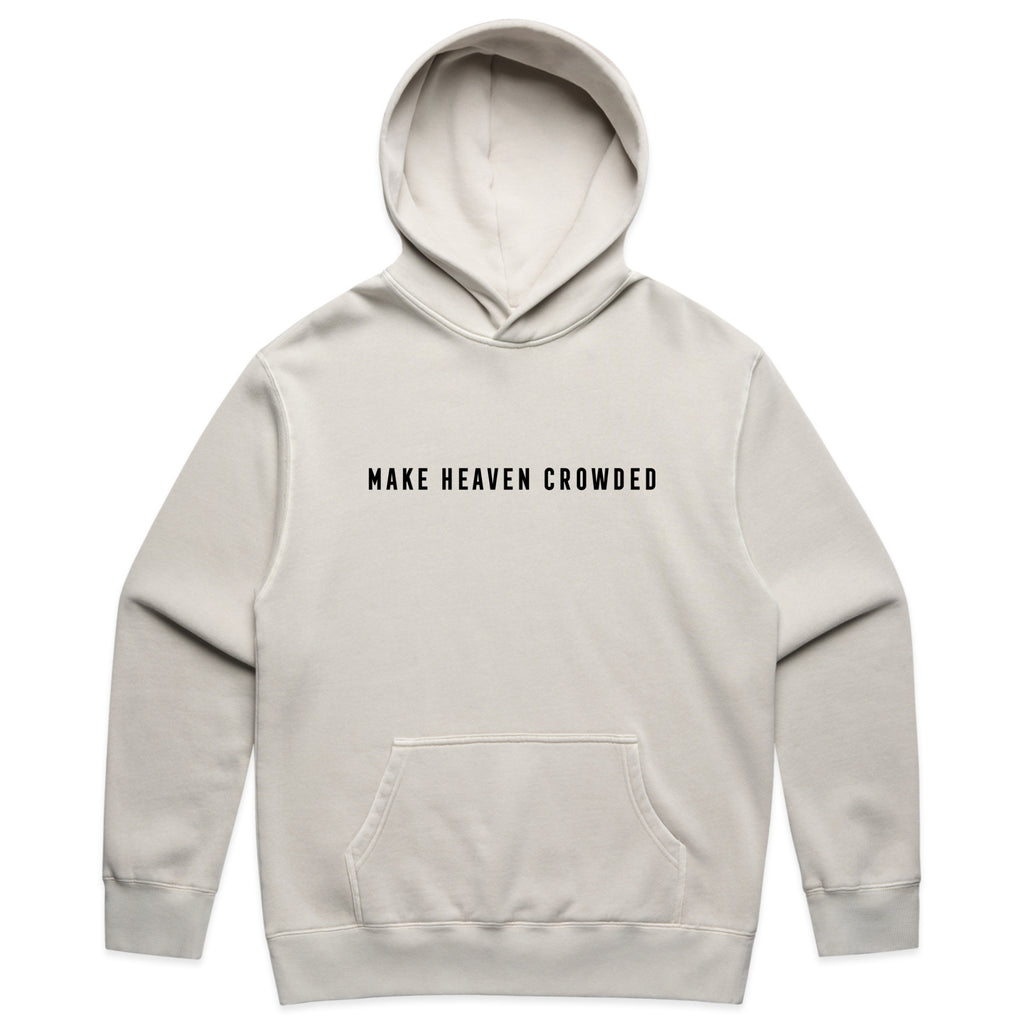 Make Heaven Crowded Minimalist Christian Text Graphic – Faded Hoodie