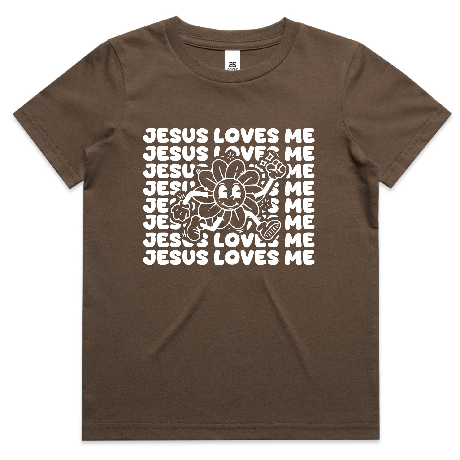 Jesus Loves Me Kids T-Shirt – Retro Christian Toddler Tee with Happy Flower Design